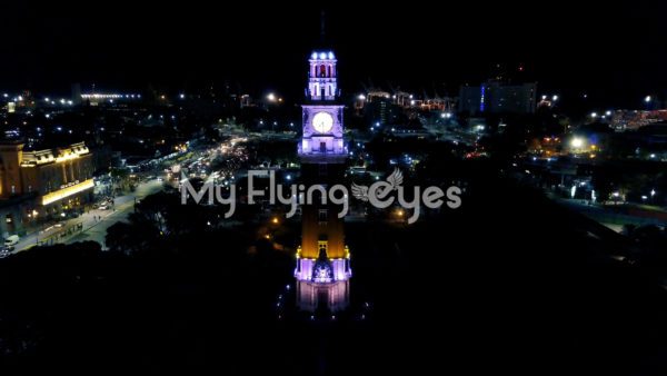 Monumental Tower night aerial 2